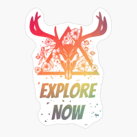 Explore Now Deer Skull With Flowers Design With Bright Colors