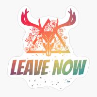 Leave Now Deer Skull With Flowers Design With Bright Colors