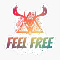 Feel Free Deer Skull With Flowers Design With Bright Colors