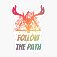 Follow The Path Deer Skull With Flowers Design With Bright Colors