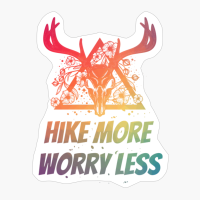 Hike More Worry Less Deer Skull With Flowers Design With Bright Colors