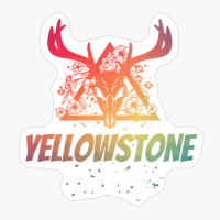 Yellowstone Deer Skull With Flowers Design With Bright Colors
