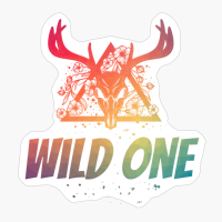 Wild One Deer Skull With Flowers Design With Bright Colors