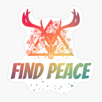 Find Peace Deer Skull With Flowers Design With Bright Colors