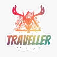 Traveller Deer Skull With Flowers Design With Bright Colors