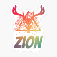 Zion Deer Skull With Flowers Design With Bright Colors