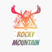 Rocky Mountain Deer Skull With Flowers Design With Bright Colors