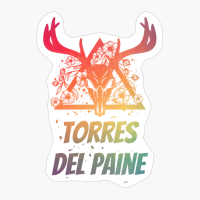 Torres Del Paine Deer Skull With Flowers Design With Bright Colors