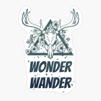 Wonder Wander Deer Skull With Flowers Design With Dark Green Colors