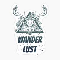 Wander Lust Deer Skull With Flowers Design With Dark Green Colors