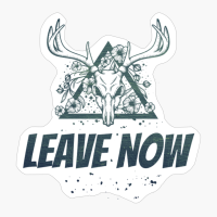 Leave Now Deer Skull With Flowers Design With Dark Green Colors