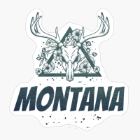 Montana Deer Skull With Flowers Design With Dark Green ColorsCopy Of Grey Design