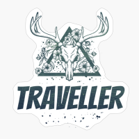 Traveller Deer Skull With Flowers Design With Dark Green Colors