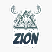 Zion Deer Skull With Flowers Design With Dark Green Colors