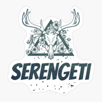 Serengeti Deer Skull With Flowers Design With Dark Green ColorsCopy Of Grey Design