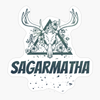 Sagarmatha Deer Skull With Flowers Design With Dark Green Colors