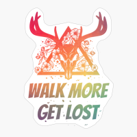 WALK MORE GET LOST Dead Deer Skull Triangle With Flowers With Bright ColorsCopy Of Black Design