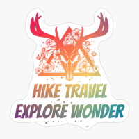 HIKE TRAVEL EXPLORE WONDER Dead Deer Skull Triangle With Flowers With Bright Colors