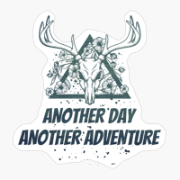 ANOTHER DAY ANOTHER ADVENTURE Dead Deer Skull Triangle With Flowers With Dark Green Forest ColorsCopy Of Grey Design