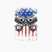 Car Enthusiast - American Flag Piston Muscle Car Gift