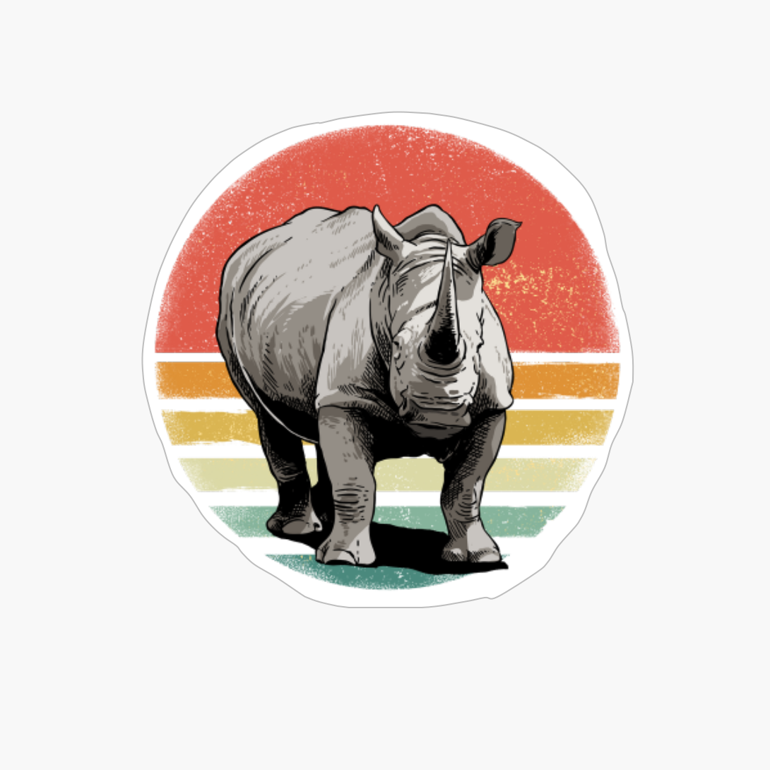 African Animal Chubby Unicorn Retro Vintage Style Rhinoceros
