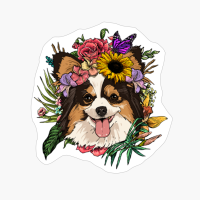 Floral Papillon Dog Spring Nature Lovers Gift