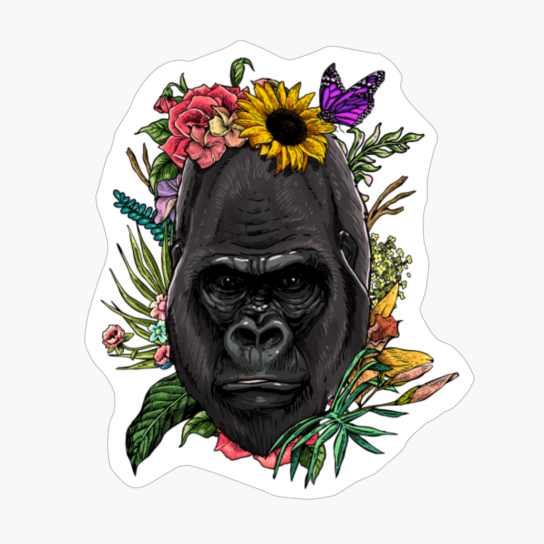 Floral Gorilla Spring Nature Lovers Gift Women Men