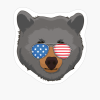 Black Bear 4th Of July American USA Patriotic Gift