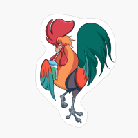 Kawaii Rooster Drinking Bubble Tea Roosters Lovers Gift