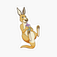 Kawaii Kangaroo Drinking Bubble Tea Kangaroos Lovers Gift