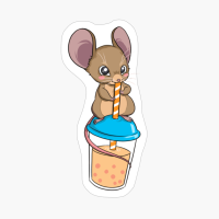 Kawaii Mouse Drinking Bubble Tea Mice Lovers Gift