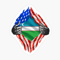Super Uzbek Heritage Uzbekistan Roots USA Flag Gift