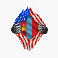 Super Mongol Heritage Mongolia Roots USA Flag Gift
