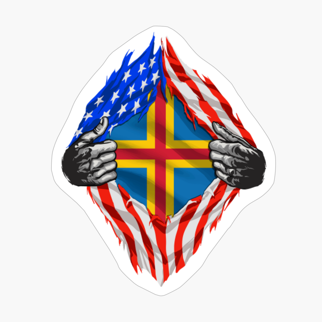 Super Alandic Heritage Aaland Roots USA Flag Gift