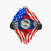 Super Belizean Heritage Belize Roots USA Flag Gift