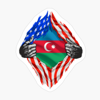 Super Azerbaijani Heritage Azerbaijan Roots USA Flag Gift