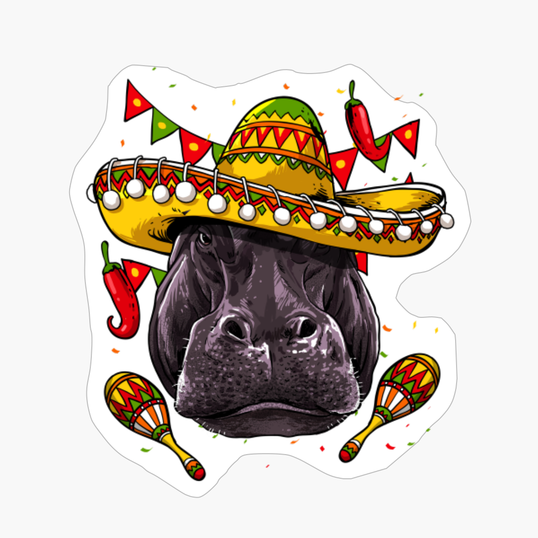 Cinco De Mayo Hippo Mexican Lover Sombrero Hippo Gifts