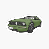 Navy Green And Grey Modern Car Mustang Illustration