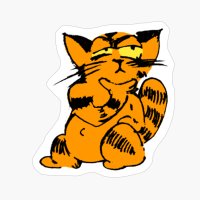 Ink Illustration Of An Orange Fluffy Cat In A Thinking Posefunny Character Smart Yellow Eyes Cute Kitty