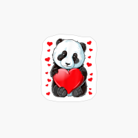 Panda Heart Valentines Day Girls Kids Women Bear Lover