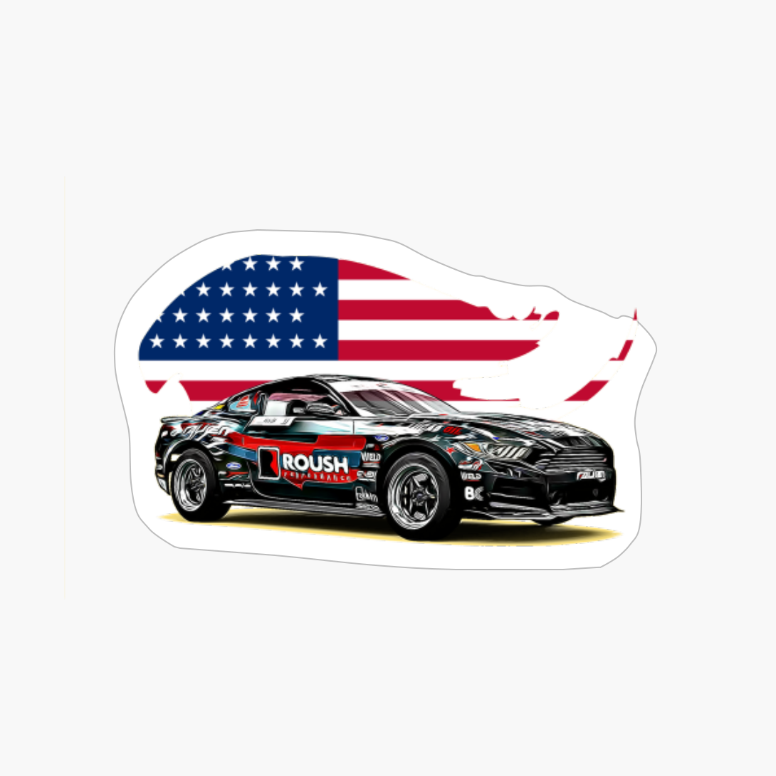 Drift Mustang USA Print