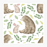 Cute Bear And Friends 2 Seamless Watercolor Pattern